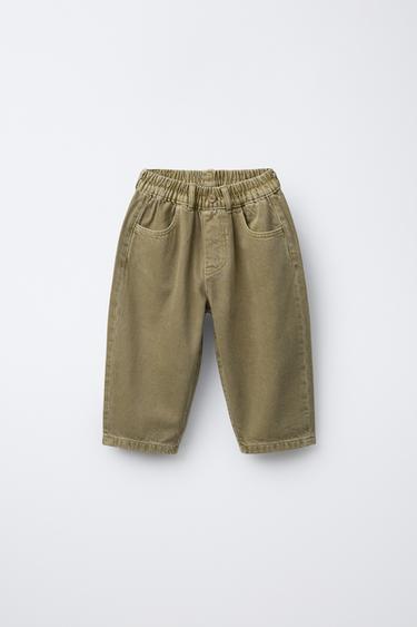 PANTALLONA SARGI BAGGY - Ngjyrë ulliri nga Zara