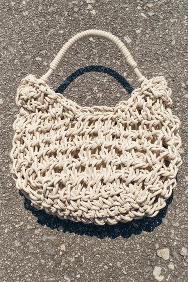 TOPSTITCHED BRAIDED HANDBAG - Ecru by Zara