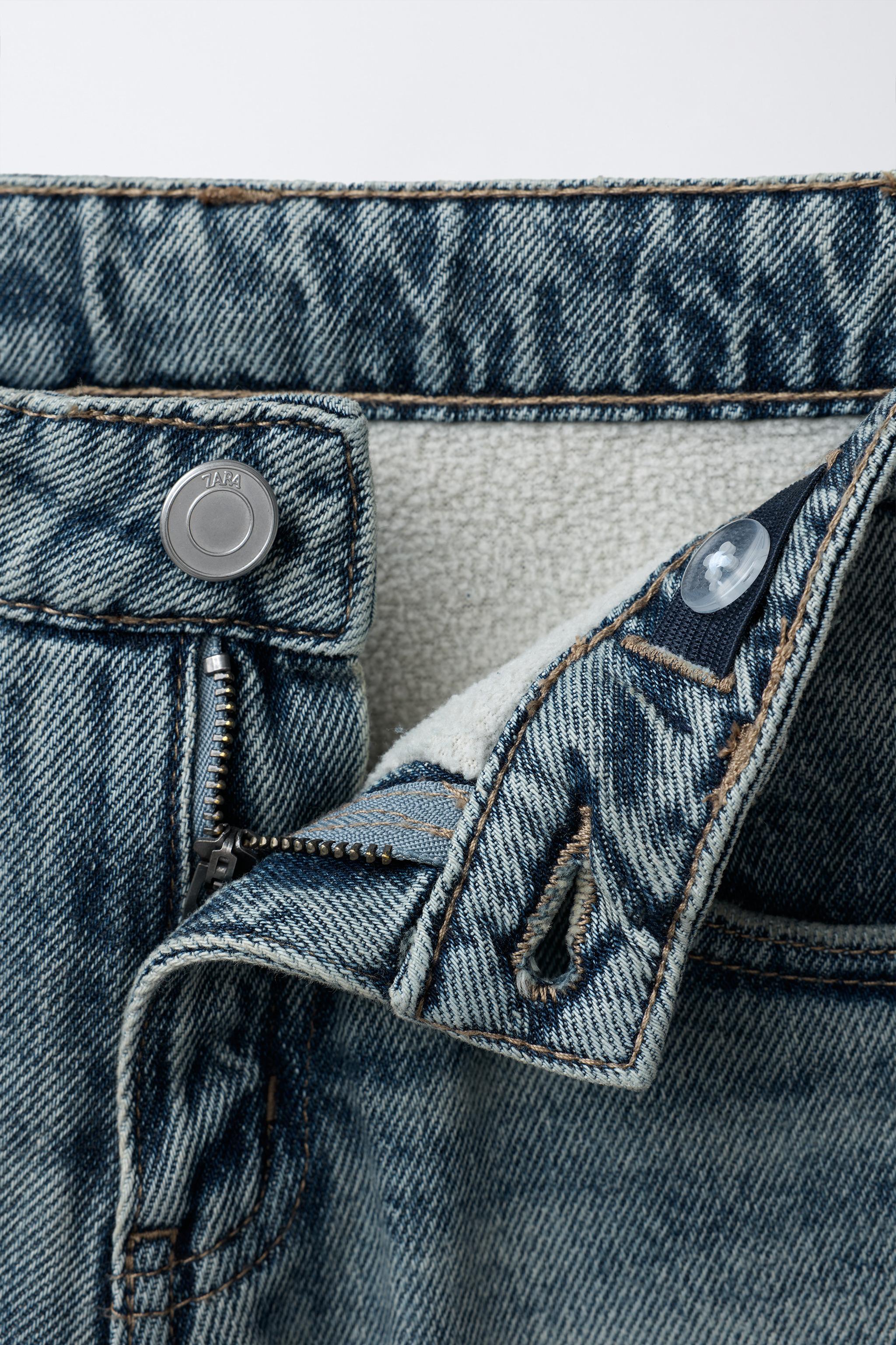 FLEECE-LINED WIDE LEG JEANS