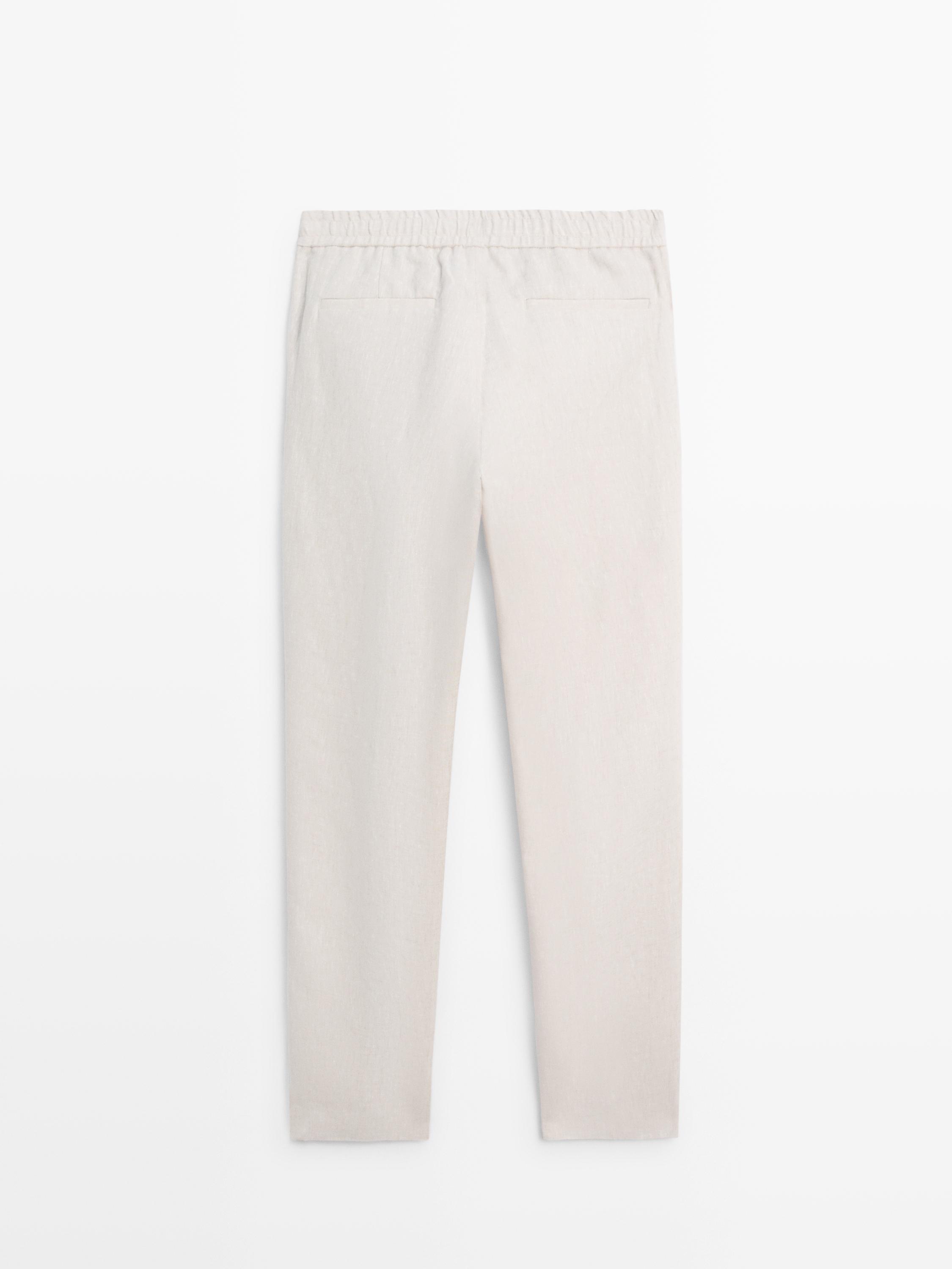 Linen jogger fit trousers