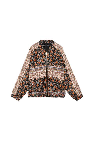 FLORAL PRINT BOMBER JACKET