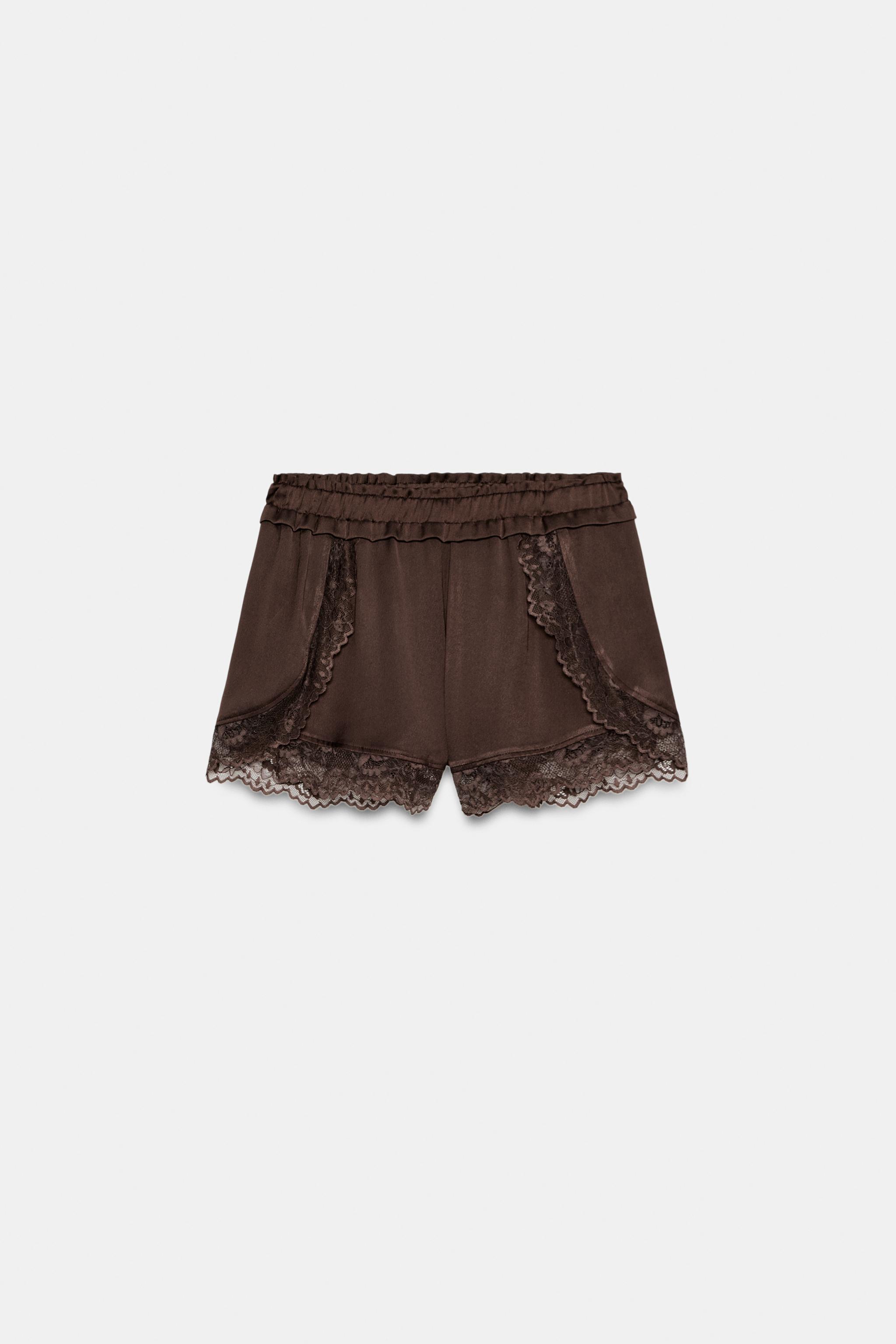 Женские шорты Zara LACE TRIM SHORTS — фото 5