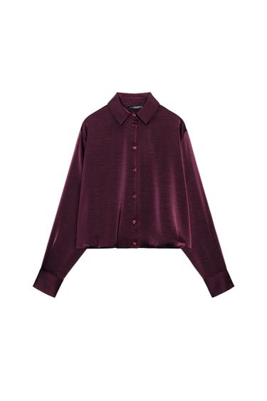 CAMISA SATINADA GLOBO - Burgundy de Zara