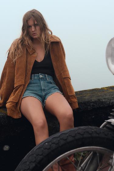 SHORT MINI EN JEAN TRF TAILLE NORMALE - Bleu / Gris de Zara