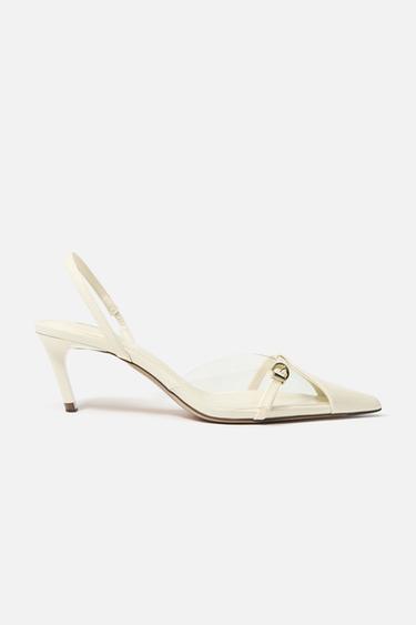 CHAUSSURES OUVERTES À L'ARRIÈRE EN VINYLE AVEC BOUCLE - Blanc de Zara