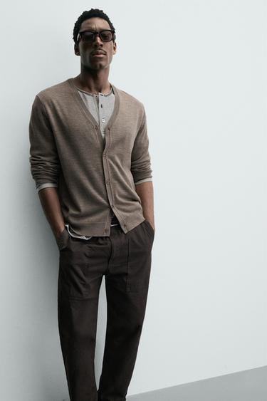 CARDIGAN 100% LAINE - Marron / Taupe de Zara - Image 4