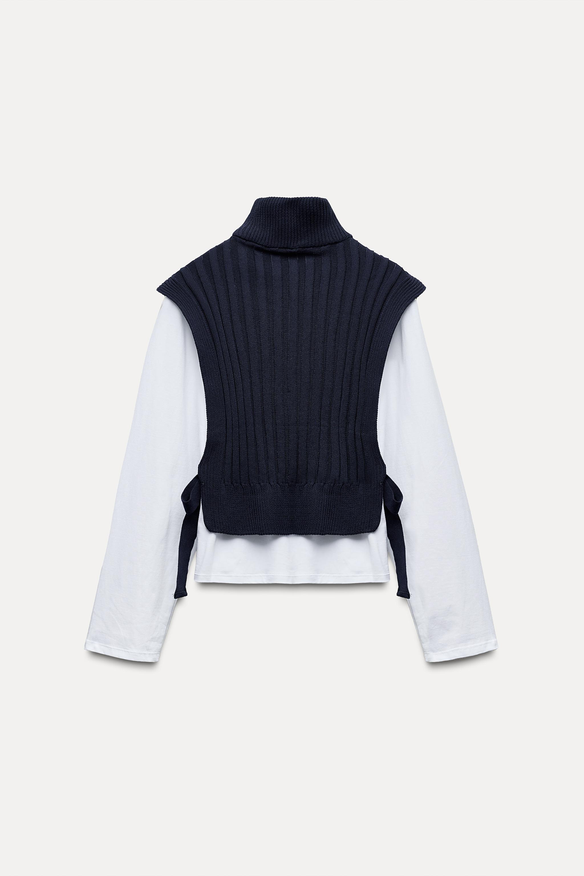 COMBINATION T-SHIRT WITH ZIPPER VEST - Dark navy | ZARA