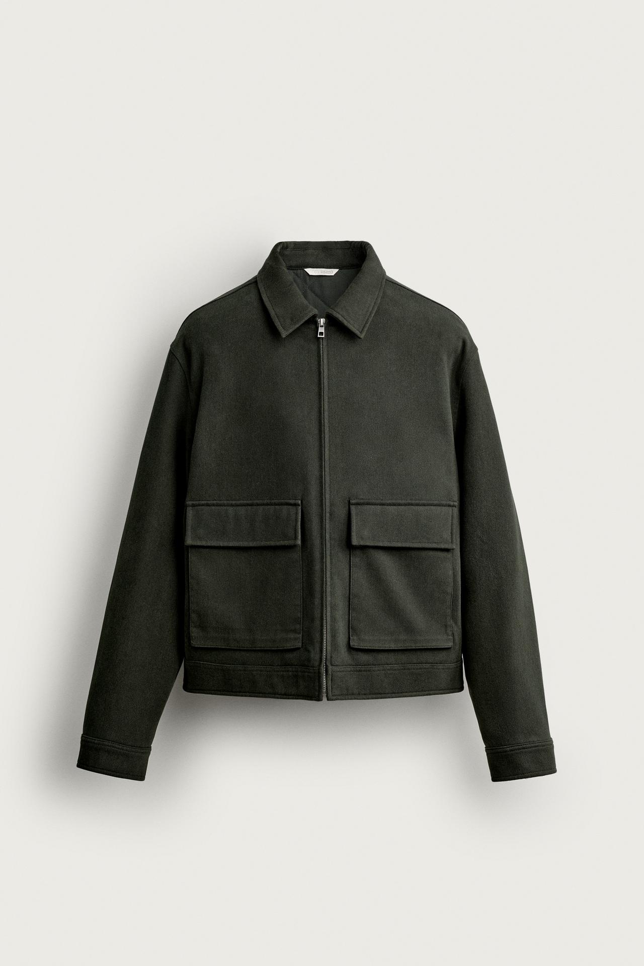 PADDED LYOCELL AND COTTON JACKET — Dark khaki