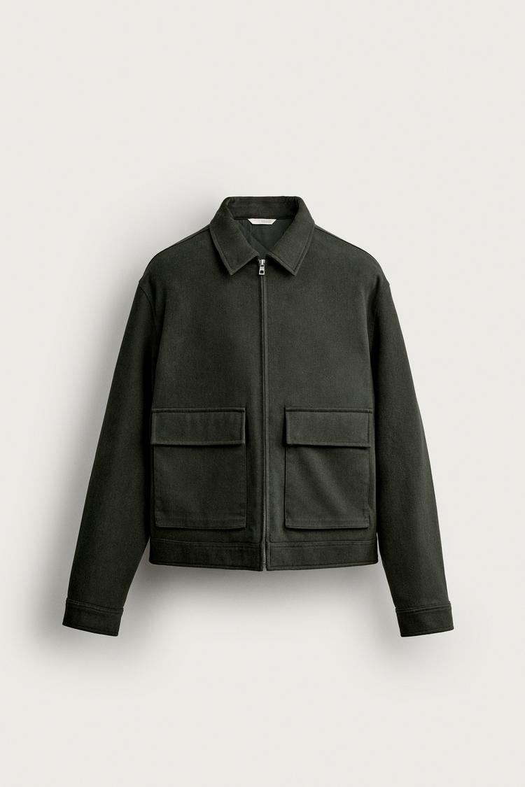 PADDED LYOCELL AND COTTON JACKET — Dark khaki