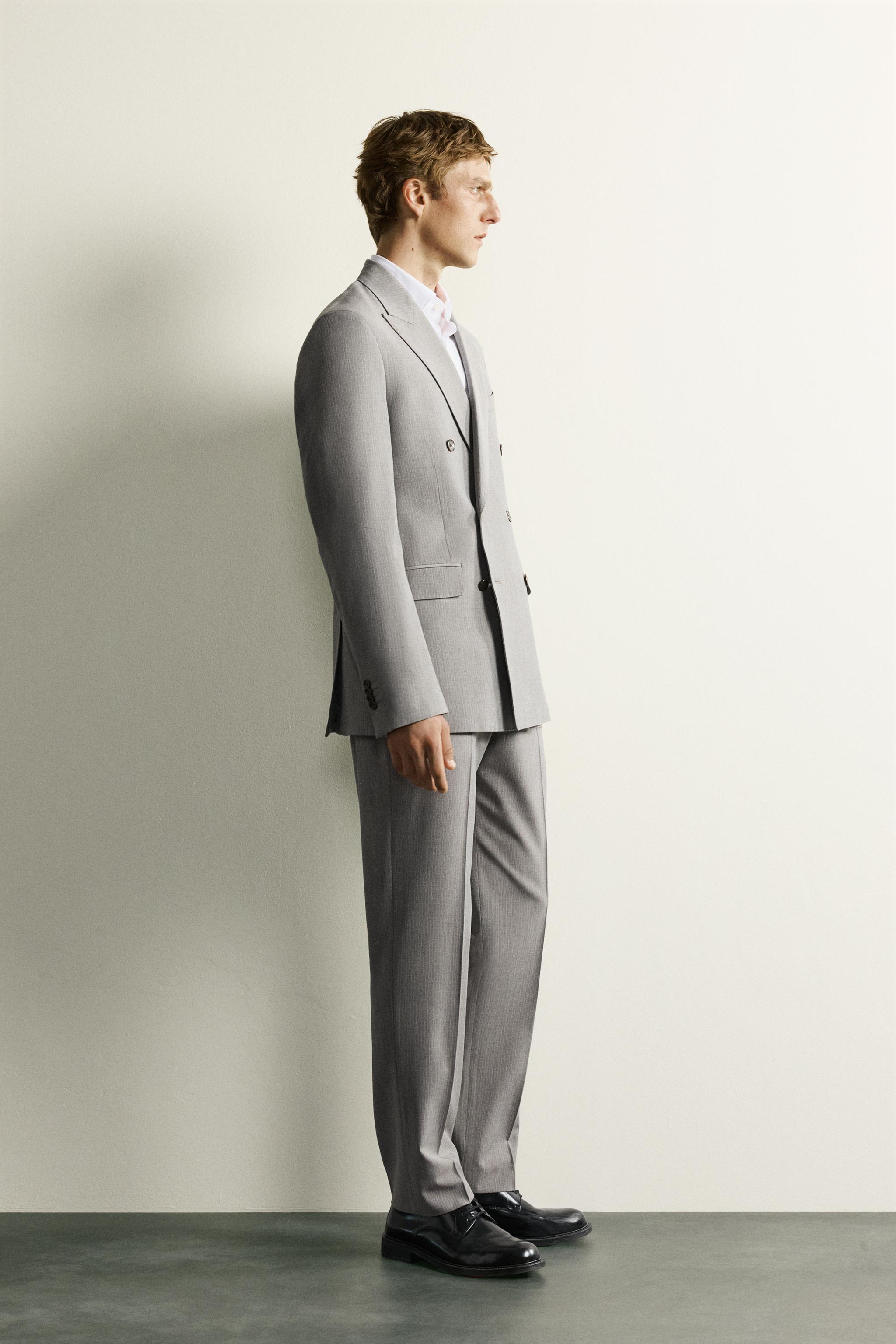 STRIPED DOUBLE BREASTED SUIT BLAZER