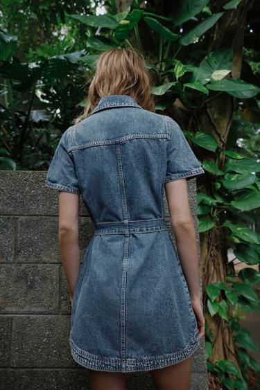 ROBE COURTE EN JEAN Z1975 AVEC CEINTURE - Bleu de Zara - Image 6