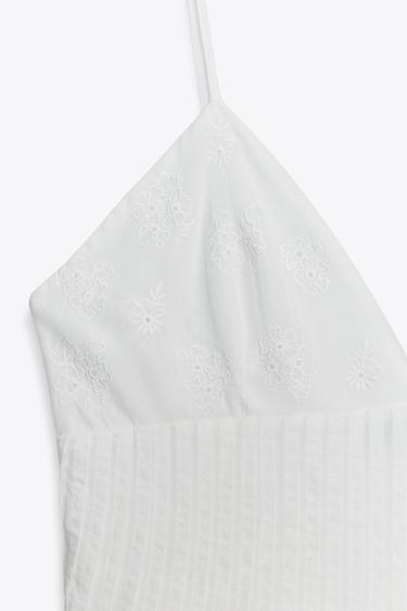 EMBROIDERED SHORT DRESS - White by Zara - Image 6