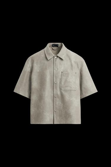 LEATHER EFFECT OVERSHIRT - Grey / Natural by Zara - Image 0