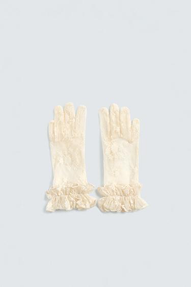 SEMI-SHEER FLORAL GLOVES HARRY LAMBERT FOR ZARA X DISNEY - Ecru by Zara