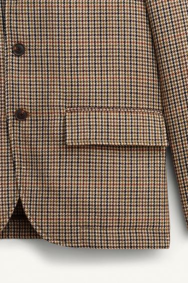 BLAZER DE COSTUME À CARREAUX EN LAINE ÉDITION LIMITÉE - Marron de Zara - Image 9
