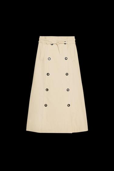 BUTTON-UP WRAP MIDI SKIRT - Sand by Zara - Image 0