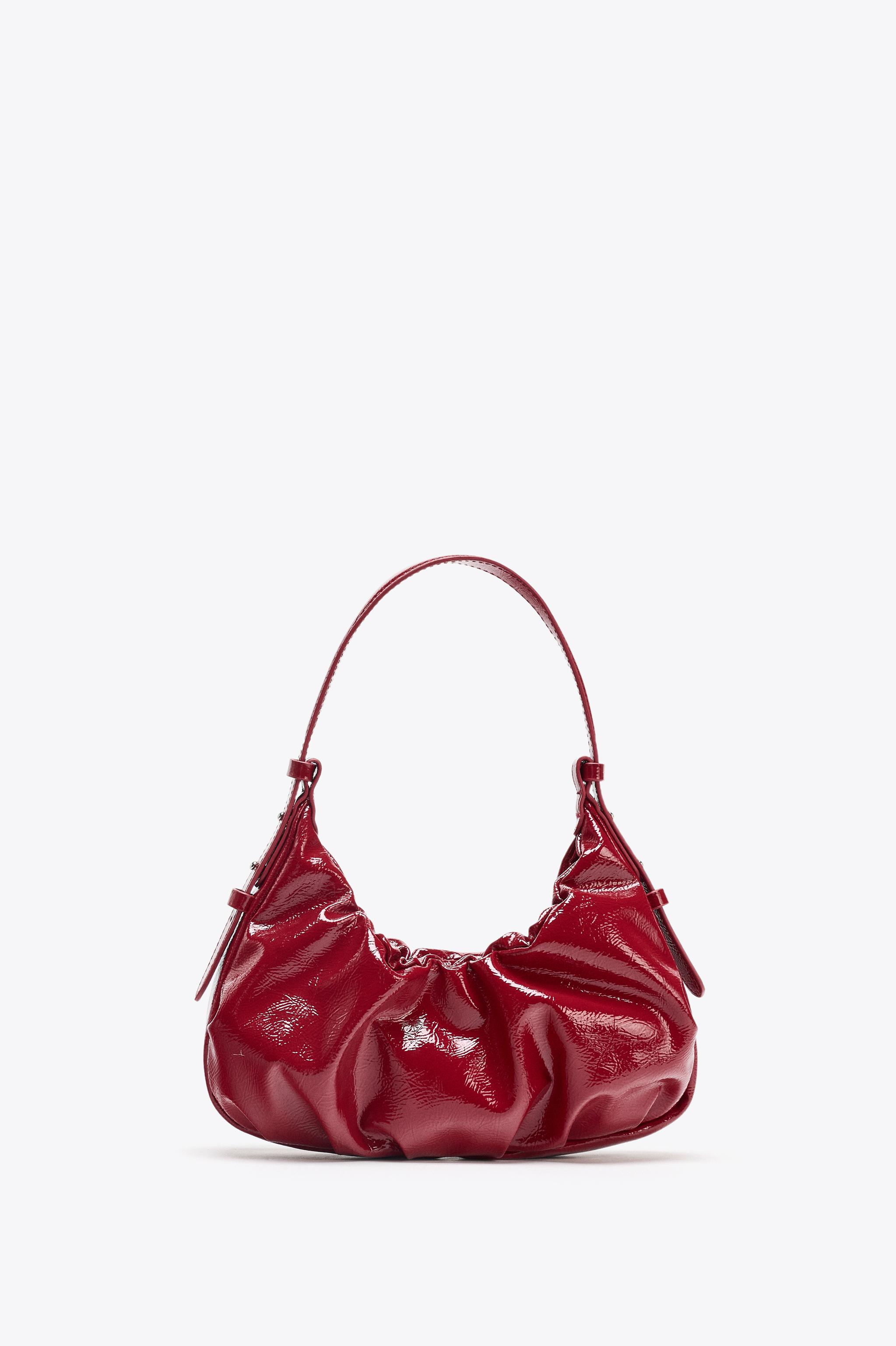 Accessoires Taschen Zara Handtasche Rot GERAFFTE TASCHE IN