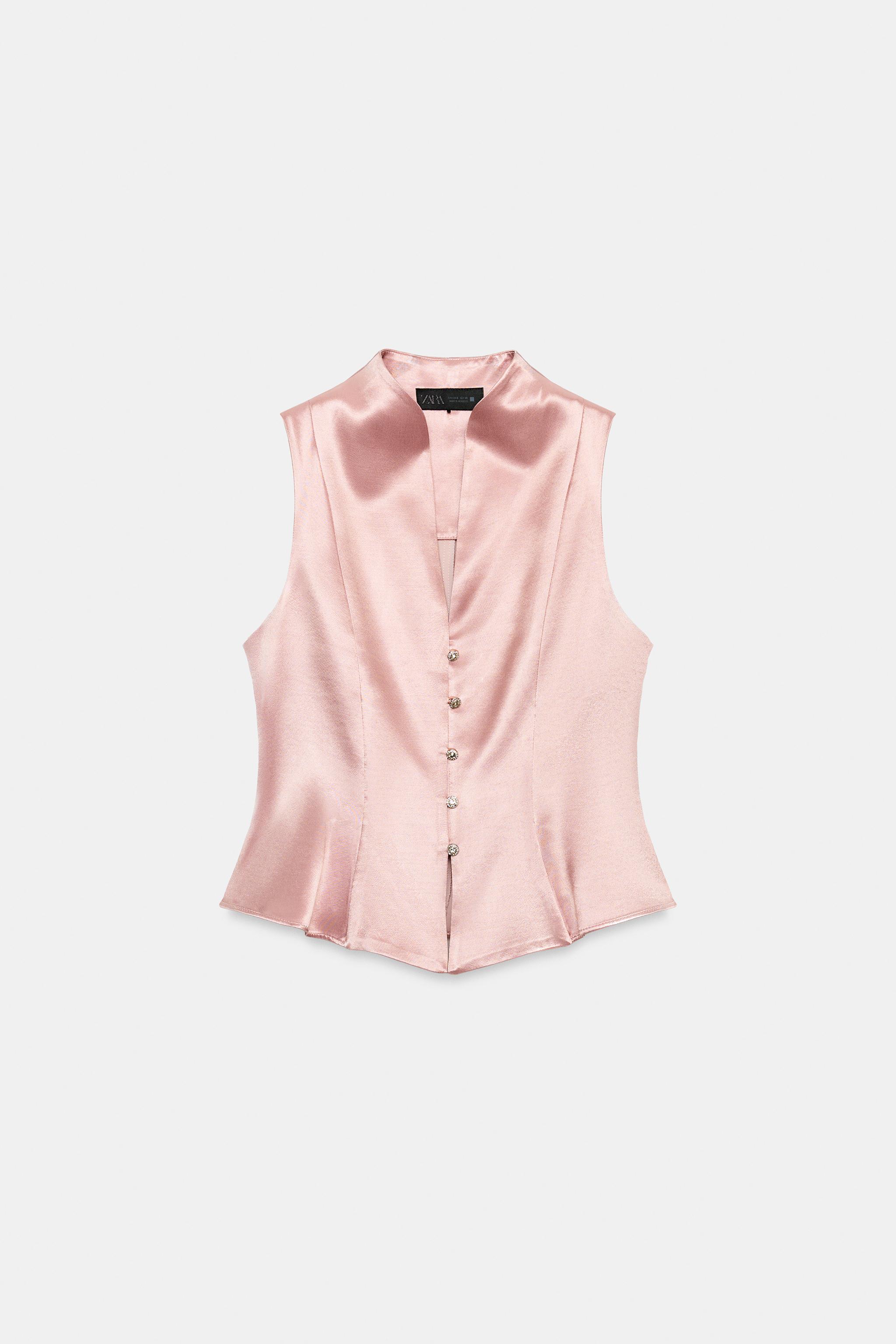 Zara JEWEL BUTTON SATIN EFFECT TOP — фото 4