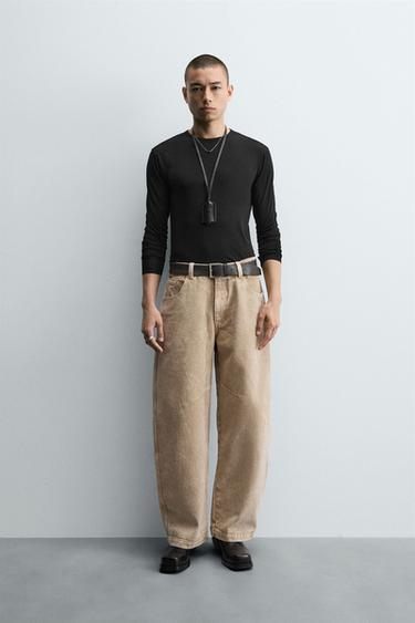 WIDE-LEG JEANS - Beige by Zara - Image 0