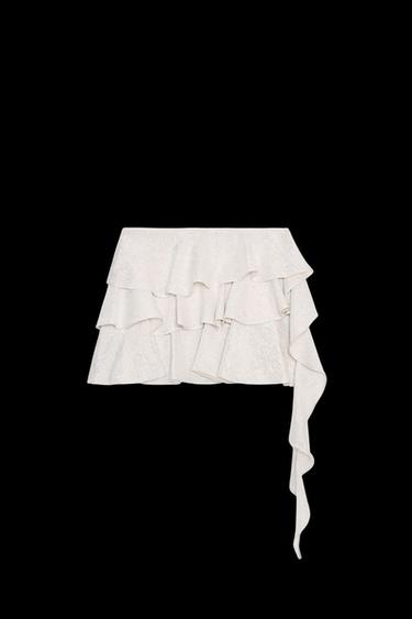 ASYMMETRIC FRILL MINI SKIRT - Silver by Zara - Image 0