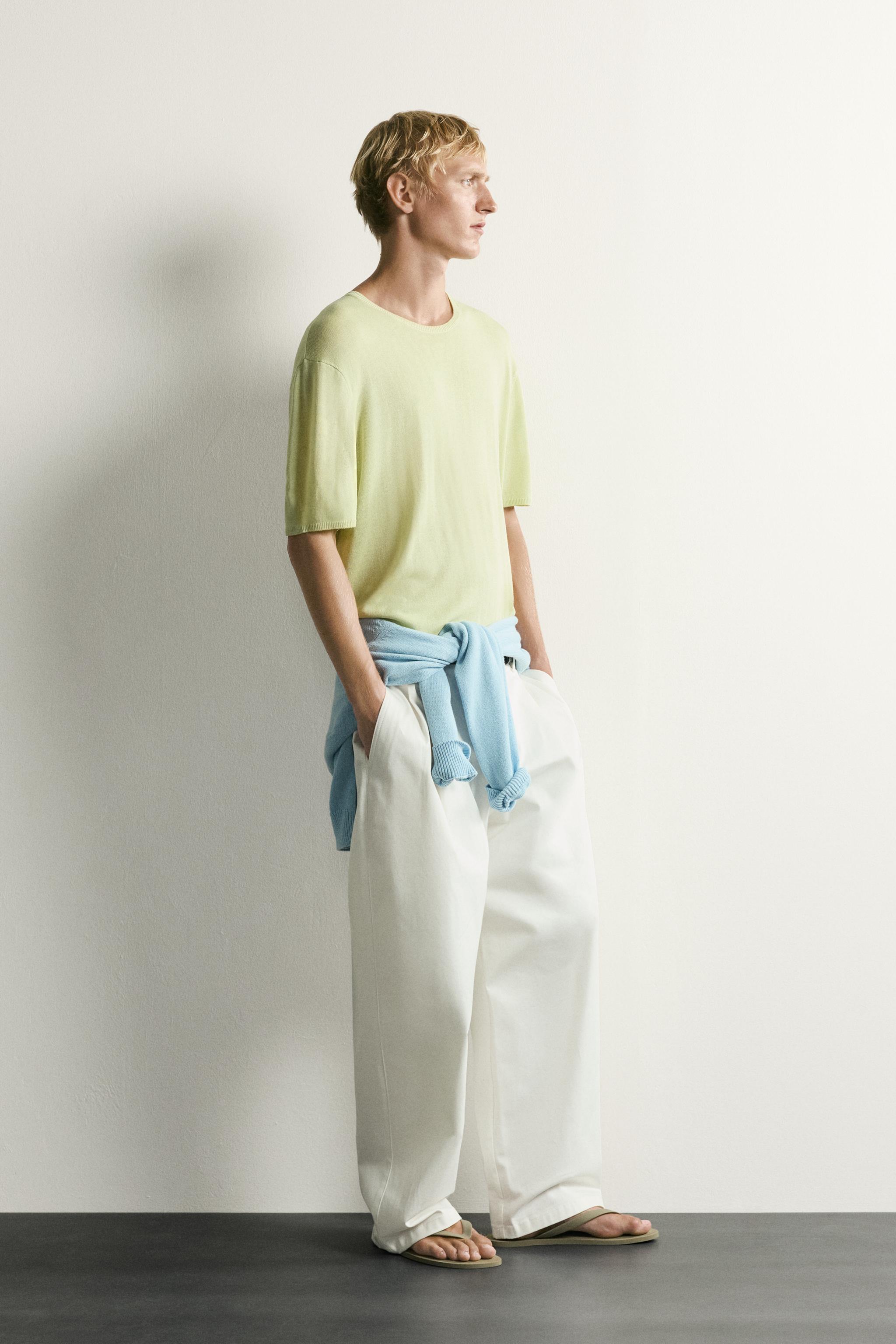 Мужские футболки Zara RELAXED FIT LIGHTWEIGHT KNIT T-SHIRT — фото 4