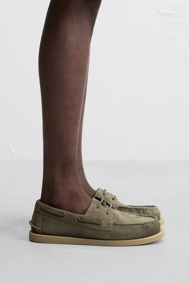 КОЖАНЫЕ ТОПСАЙДЕРЫ — Зеленый от Zara — изображение 0