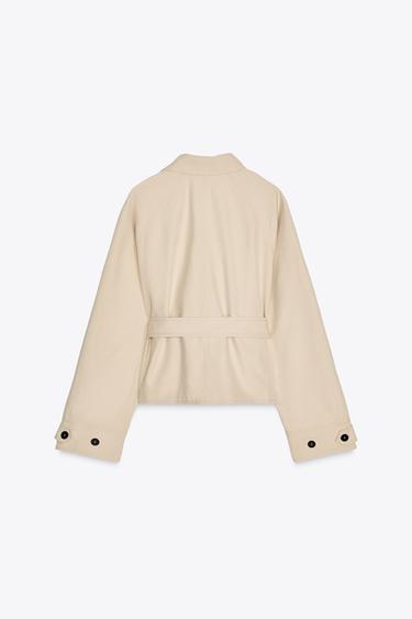 SHORT TRENCH COAT WITH BELT - camel by Zara - Image 6