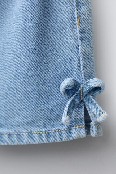 DENIM BERMUDA SHORTS WITH BOWS - Mid-blue by Zara - Image 3