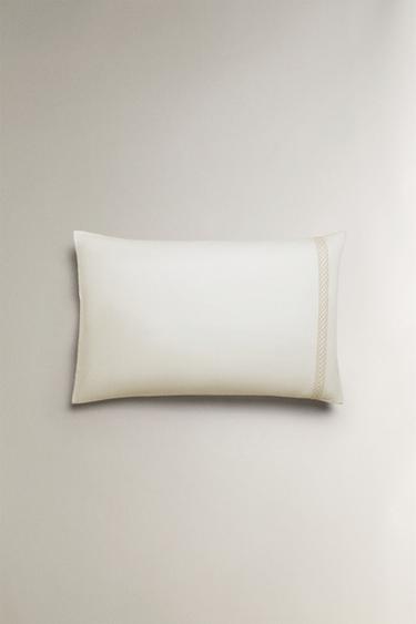 EMBROIDERED SATEEN PILLOWCASE - Brown / Taupe by Zara - Image 2