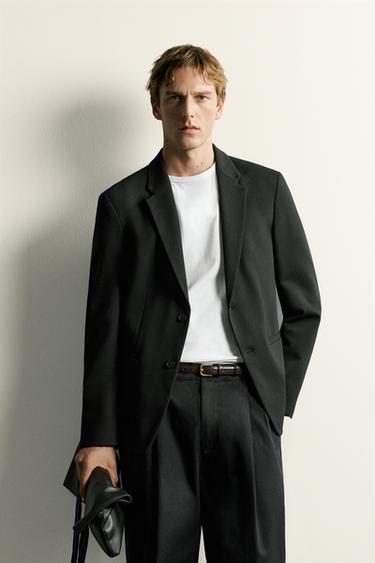 NON-IRON REGULAR FIT TECHNICAL BLAZER - Black by Zara
