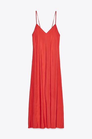 ROBE MIDI FLUIDE - Rouge / Corail de Zara - Image 4