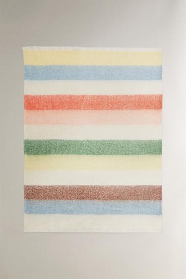 KIDS' BRUSHED STRIPED BLANKET - Multicoloured by Zara - Image 0