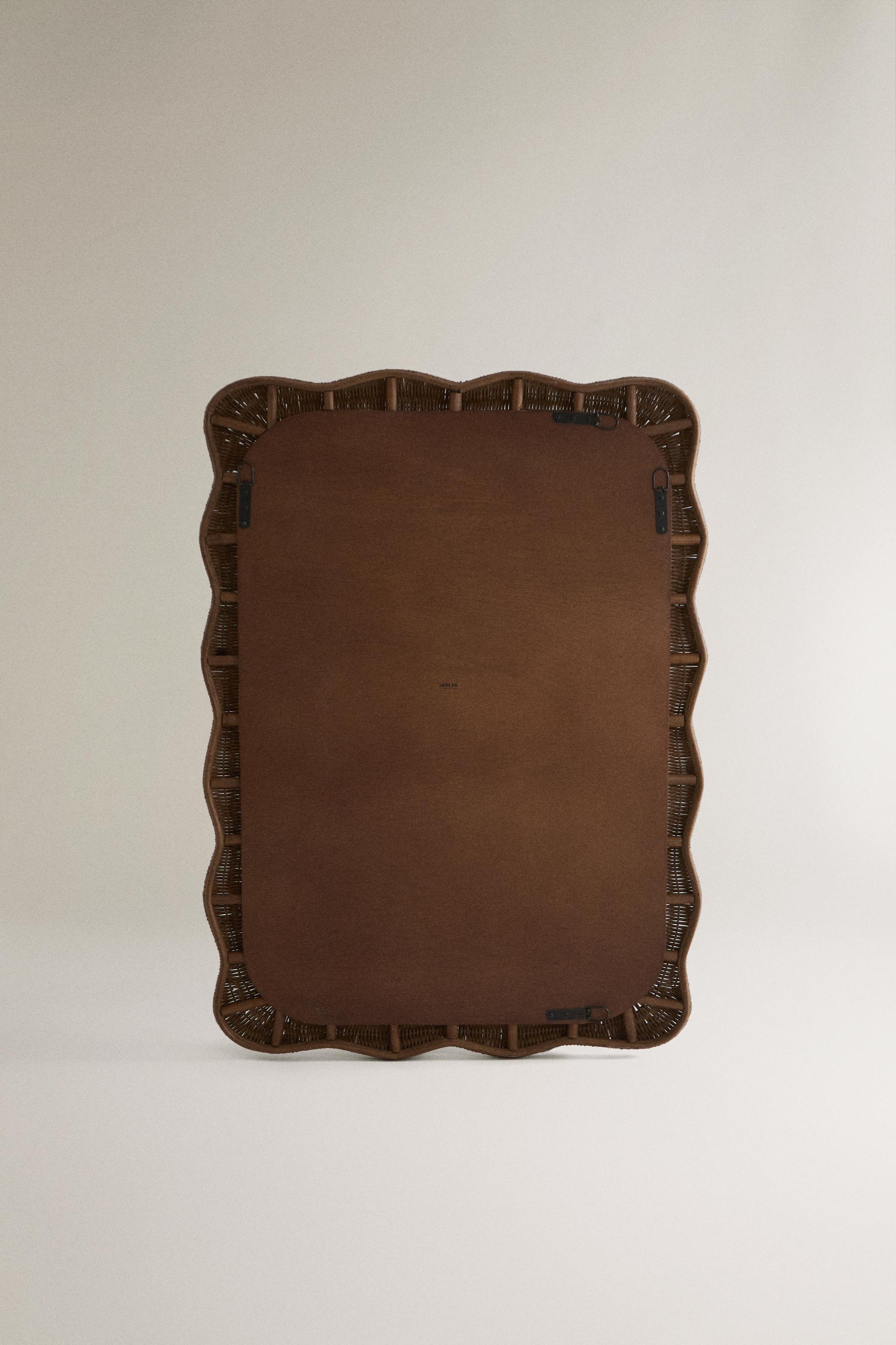 Irregular Rattan Wall Mirror - Unique Rectangular Design