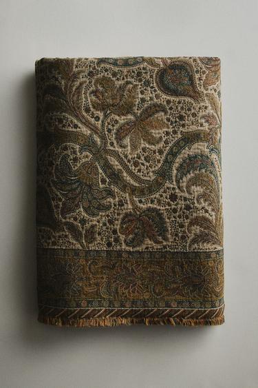 ペイズリー ブランケットカーキZaraのペイズリー ブランケット - カーキ 