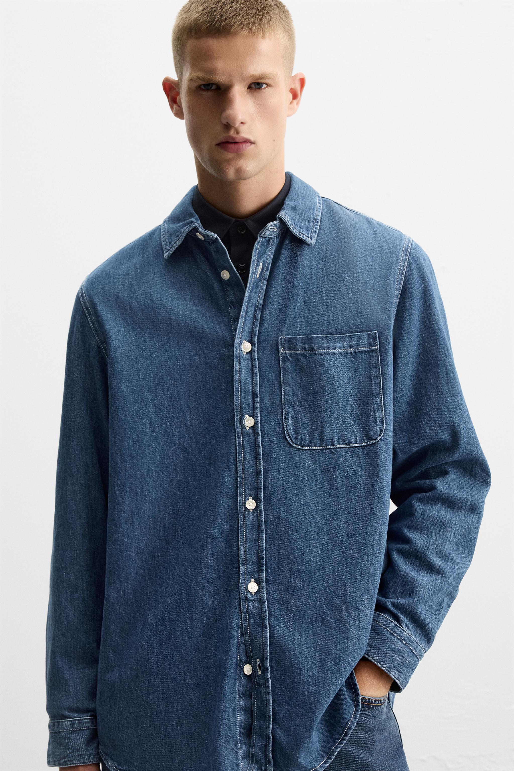 WASHED DENIM SHIRT - Mid-blue | ZARA United States WASHED DENIM SHIRT - Mid-blue | ZARA United States