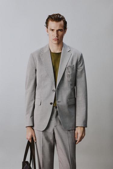 REGULAR FIT BLAZER MIT HAHNENTRITT - Schwarz / Weiß von Zara