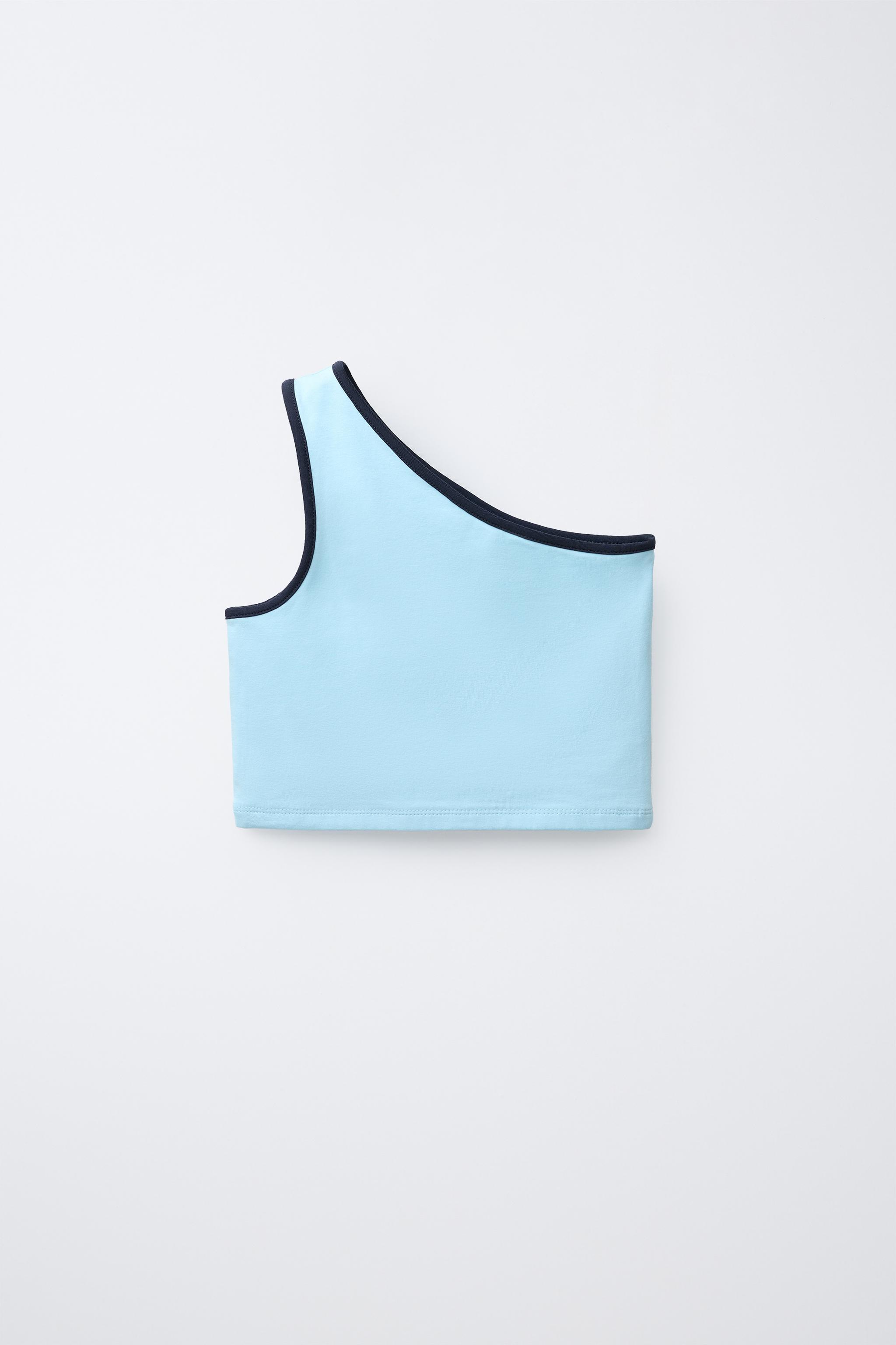ASYMMETRIC CONTRAST TRIM TOP - White | ZARA United States