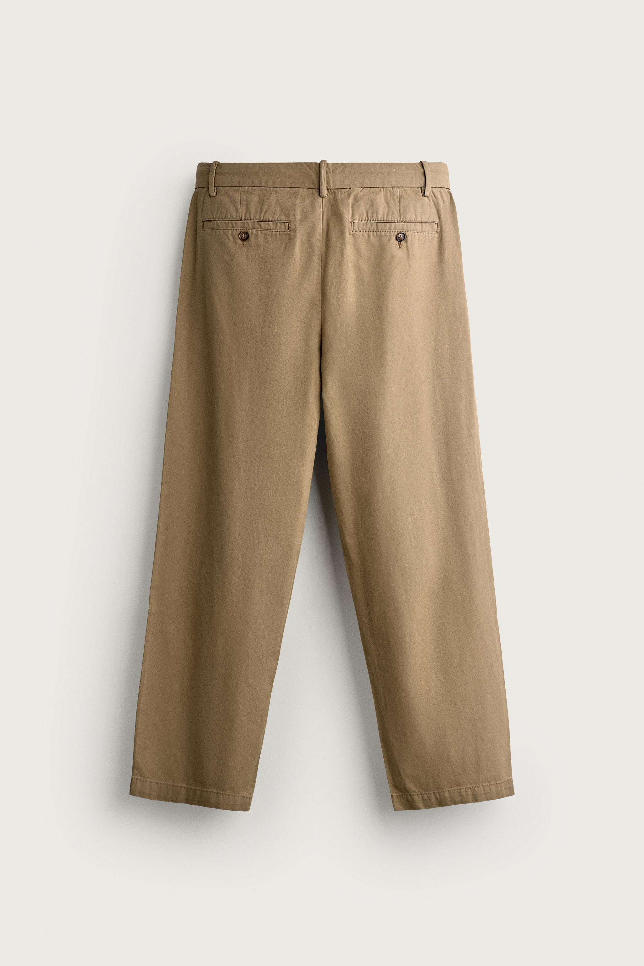 Мужские брюки Zara PLEATED REGULAR FIT CHINO PANTS — фото 8