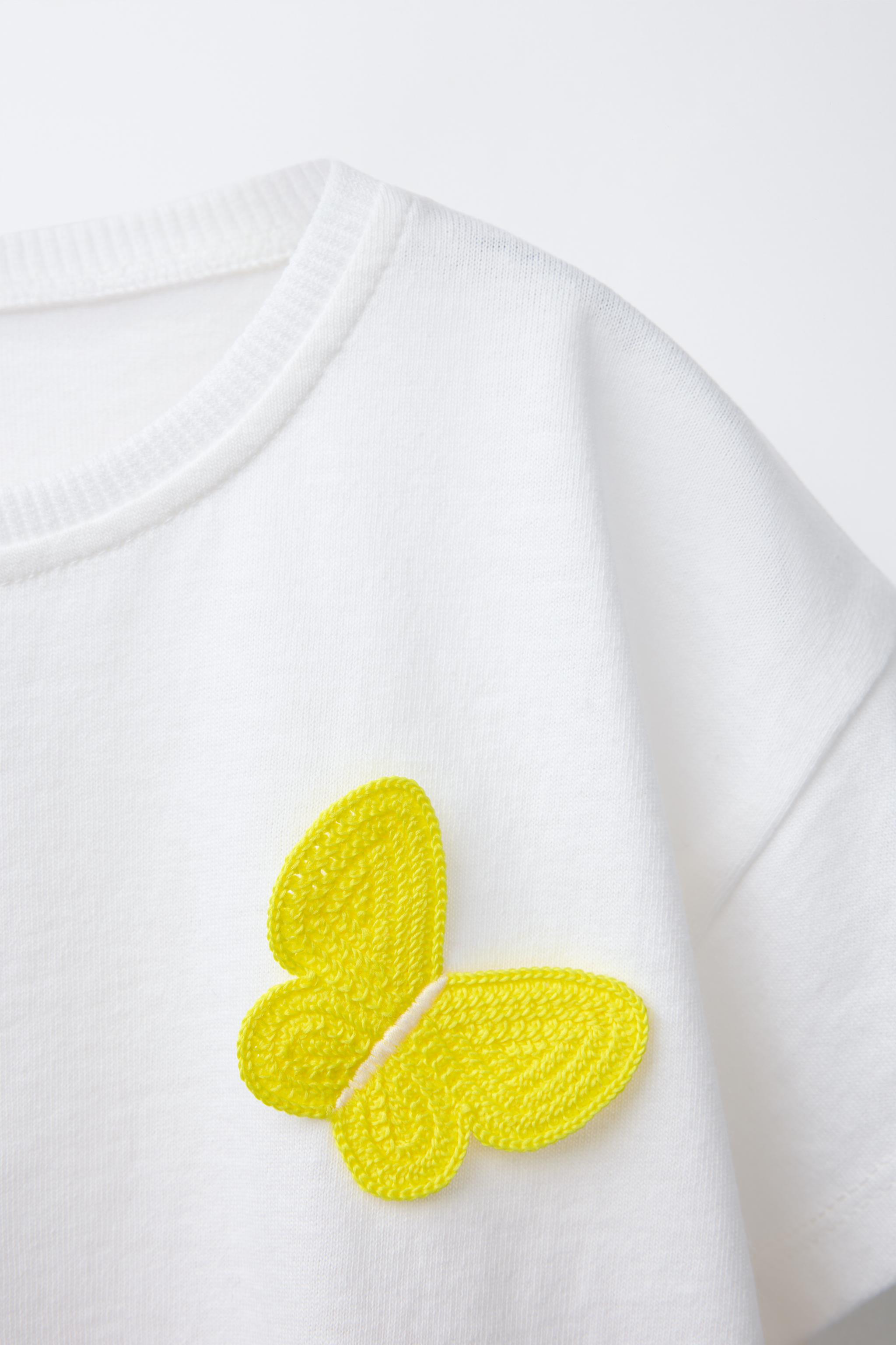 BUTTERFLY APPLIQUÉ T-SHIRT - White | ZARA United States