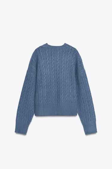 CABLE KNIT SWEATER - Blue by Zara - Image 5