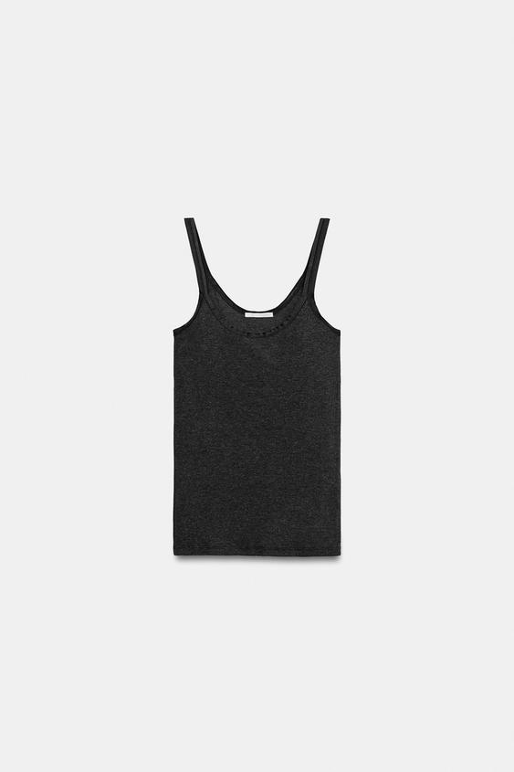CAMISETA RIB TIRANTES - Plomo de Zara - Imagen 0