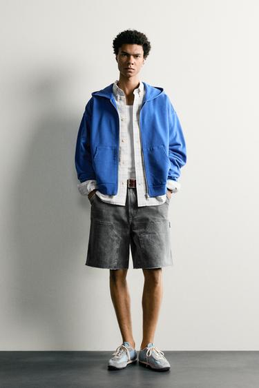 RELAXED FIT CARPENTER BERMUDA SHORTS - Dark grey by Zara
