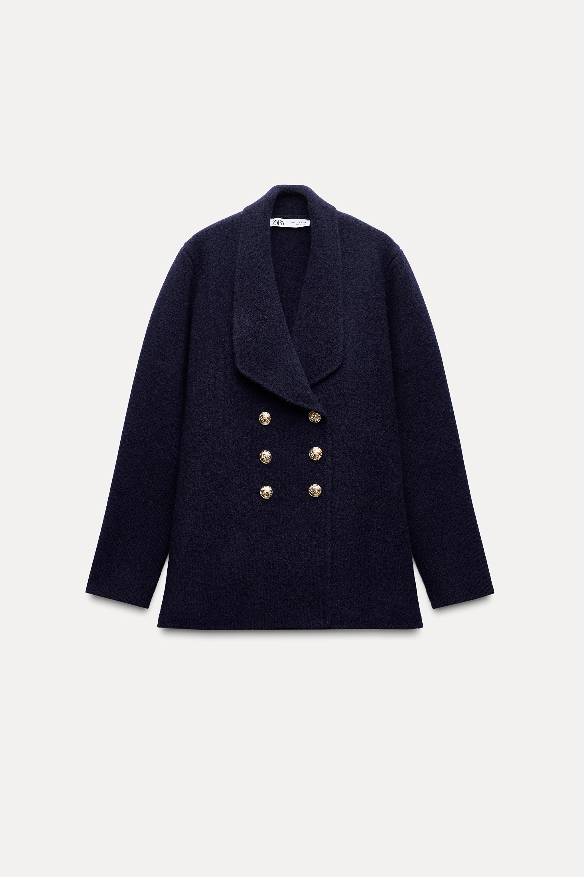 Navy blue coat zara hotsell