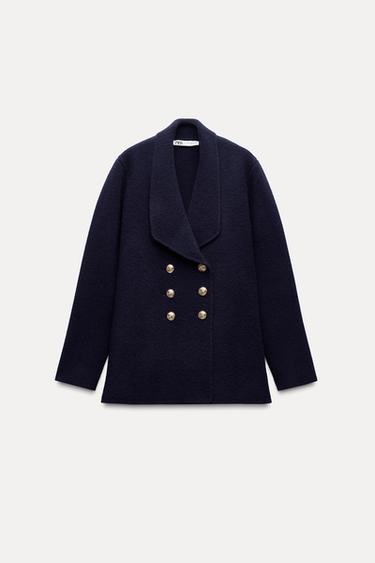 DOUBLE-BREASTED 100% WOOL JACKET - Navy blue by Zara