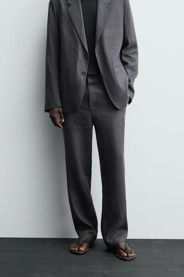 PANTALON DE COSTUME 100 % LIN - Gris foncé de Zara