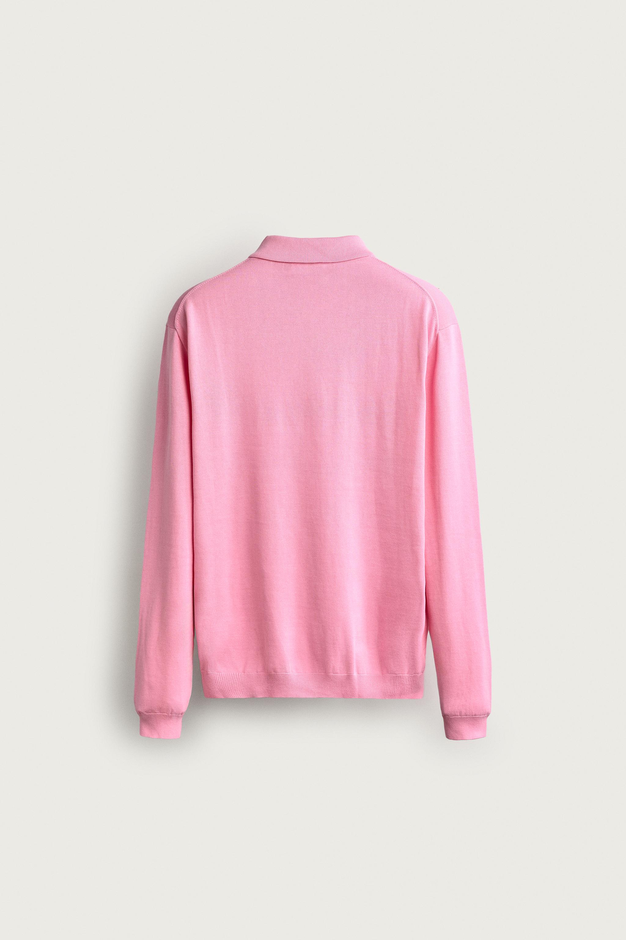 Мужские рубашки Zara RELAXED FIT KNIT POLO SHIRT — фото 8