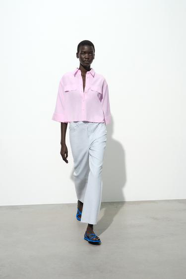 SHORT OXFORD SHIRT - Pink by Zara - Image 0