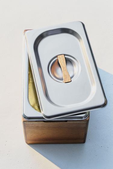STEEL WOODEN ICE CREAM CONTAINER - Brown by Zara