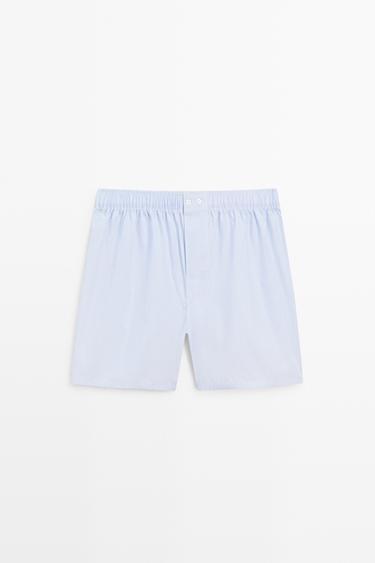 Zara 100% cotton micro-striped boxers - Sky blue - Image 0