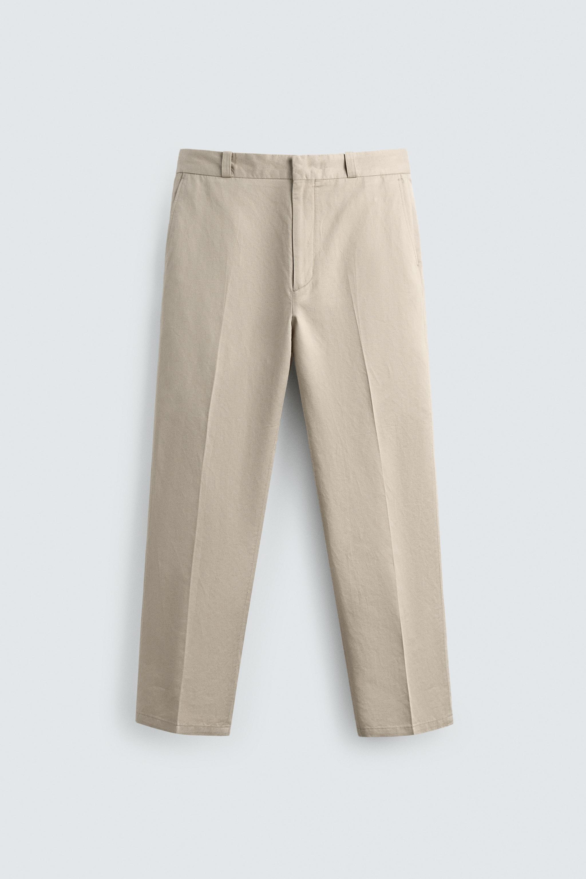 COTTON - LINEN STRAIGHT FIT CHINO PANTS